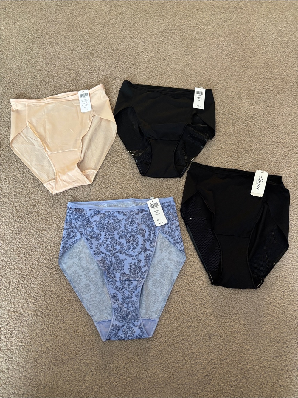 Soma High-Waist Briefs - Black, Beige & Blue (4-Pack) NWT